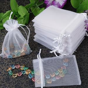 TEMU 100개 오간자 끈 투명 선물 가방, 결혼식 선물, 파티 선물, 보석, 사탕 및 장식용, 결혼식 선물 가방 | 선물 가방 | 끈 마감, 소형 선물 가방, 투명 패브릭 메쉬 가방