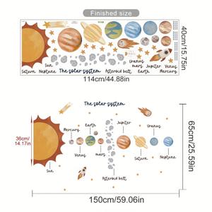 TEMU 1개 태양계 교육용 벽 스티커 - 자가 접착식 제거 가능 우주 장식 (행성, 소행성, 태양, 달, 별 포함) - 교실, 침실, 천문 애호가를 위한 PVC 무광택 - 천문일 및 교사 감사 주에 이상적인 선물