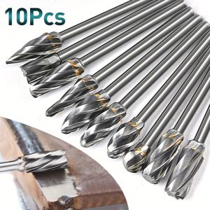TEMU 10개입 3mm 샹크 로터리 버 6mm 직경 싱글컷 로터리 파일 카바이드 - 목공, 드릴링, 조각, 조각 및 연마에 완벽!
