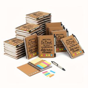 TEMU 20개 크리스마스 직원 감사 선물 세트, 10개 영감을 주는 스파이럴 노트북과 메모장, 10개 동기부여 대나무 펜 포함, 팀, 선생님, 동료를 위한 대량 선물