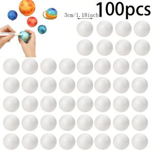 TEMU 100개 팩 화이트 솔리드 폴리스티렌 폼 구체 (3cm/1.18인치) - DIY 공예, 웨딩 데코, 발렌타인데이, 파티 선물, 창문 디스플레이, 미술 프로젝트용 내구성 강한 무독성 구형 볼 - 사용하기 쉬움