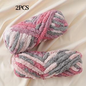 TEMU 2개 480g 두꺼운 쉐닐 얀 - 푹신하고 부드러운 플러시 자이언트 얀, 뜨개질, 코바늘 뜨개질, 수공예용 - 멀티 컬러 (핑크, 보라, 노랑, 갈색, 쿠션, 담요, 모자, 스카프 등, 쉐닐 얀 수공예용, 공예 용품, 부드러운 질감)|뜨개실