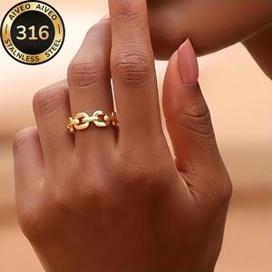 TEMU 고품질 스테인리스 스틸 저자극 골든 오픈 링, 변색 방지, 심플하고 우아한 디자인, 데일리웨어 또는 파티용, 패셔너블 여성 반지, 주얼리 액세서리, 여성을 위한 세련된 선물