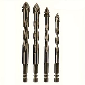 TEMU 4개 세트, 고효율 카바이드 드릴 비트 - 타일, 세라믹, 유리, 대리석, 콘크리트 및 스테인리스 합금 건식 드릴링용 네 개의 날 톱니 비대칭 설계 - 내마모성, 정밀 포지셔닝, 충격 저항, 콘크리트, 타일 드릴 비트, 타일 드릴링 도구,사각 날 드릴 비트,콘크리트 드릴 비트,정밀 설계된 비트,충격 저항 드릴