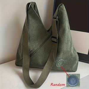 TEMU 퍼펙트 릴리 여성용 코듀로이 크로스바디 - 우아한 그린 브라운/ - 마그네틱 잠금, 조절 가능한 스트랩 & 골든 톤 하드웨어, 데일리 출퇴근, 여행, 쇼핑을 위한 부드러운 질감 - 여성 선물, 크로스바디 지갑, 여행 액세서리, 스타일리시 액세서리|소품샵