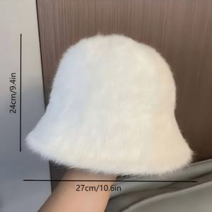 TEMU 여성용 플러시 토끼 버킷햇 - 가벼운 겨울 낚시모자, 얼굴 디자인, 작은 얼굴에 맞는 논스트레치 핏, 캐주얼 & 드레시 스타일 (드라이클리닝 전용) - 따뜻한 토끼 플러시|벙거지모자