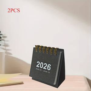 TEMU 2개 세트 미니 데스크탑 캘린더 플래너 2025-2026 - 18개월 플립 캘린더 코일 바인딩, 2025년 12월부터 2026년 12월까지, 휴대용 월간/주간 플래너, 홈 & 오피스 정리에 적합한 귀여운 일일 계획 캘린더|2025년달력