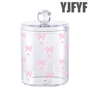 TEMU 1개 아크릴 원형 투명 보관 용기, 치실 볼 & 면봉용 위생 용기, 귀여운 이쑤시개 디스펜서 홀더, 욕실 및 가정 사무실용 방진 정리함, 욕실 수납, 욕실 정리 및 수납, 욕실 정리