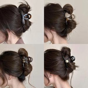 TEMU 4개 세트 거북이 나비 리본 상어 클립 - 한국 스타일 우아한 레트로 헤어 클로, 거북이 모양에 나비 리본, 여성용 뒤통수 헤어 클립, 멀티컬러 (탄) - 업스타일 선물용