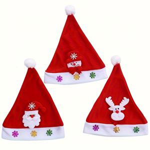 TEMU 3개 묶음 크리스마스 모자 - 산타 & 눈사람 파티 모자, 빨간색 & 볼 포함, 깃털 없음, 일회용 홈, 주방, 크리스마스 장식용, 축제 디자인, 튼튼한 소재, 크리스마스에 최고