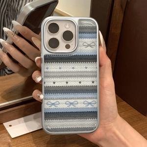 TEMU 아이폰 17 프로 맥스/16 프로/15/14/13 프로/12/11용 하트 니트 패턴 케이스, 안티드롭 크리에이티브 고급 PC 전기도금 에폭시 보호 커버, 휴일 선물, 다양한 상황에 적합