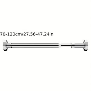 TEMU 2025 스테인리스 스틸 텔레스코픽 로드, 1개 무드릴 내장 스프링 텔레스코픽 로드 - 헤비듀티 중력 지지대, 샤워 커튼, 옷걸이, 커튼, 로만 로드, 옷장 지지대에 적합, 365일 사용 가능