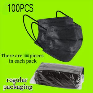 TEMU 2D 플랫 - 블랙 일회용 마스크, 통기성 2중 레이어, 탄성 있는 플랫 이어 후크 특징. 100개입 스탠다드 팩으로 제공, 통기성 소재로 제작, 조절 가능한 이어 후크 및 안전한 코 패드 포함 - 가정 또는 실내에서 일상적으로 사용하기에 적합|마스크|KF94마스크