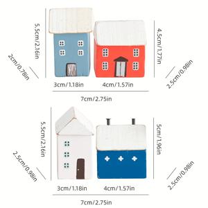 TEMU 미니어처 북유럽 스타일의 집 4개 세트 | 귀여운 나무 모형 집, 데스크탑 장식용, 집, 사무실 및 파티 캐비닛에 이상적, 가족 및 친구를 위한 완벽한 선물, 크리스마스, 추수감사절, 발렌타인데이 및 졸업식 장식에 적합