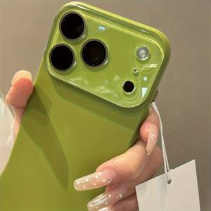 TEMU 휴대폰 케이스 - 스타일리시하고 우아한 단색 휴대폰 케이스, 유리 렌즈 보호 기능 포함, 아이폰 17 Pro Max, 17 Pro, 17, 16, 15, 14, 13 Pro Max 호환 설계, 낙하 방지 및 충격 방지 기능을 위한 소재 특징.