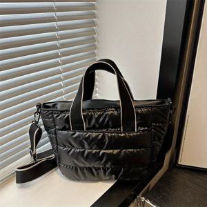 TEMU 유럽&미국 스타일 대용량 가을 겨울 크로스백, 두꺼운 패딩 코트 인조 다운 백, 패션 펄리즈 핸드백, 출근용 토트 숄더백|미니크로스백