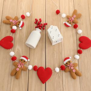 TEMU 1개 진저브레드 맨 가랜드 펠트 캐릭터 - 부드러운 펠트 크리스마스 트리 & 벽난로 걸이 장식, 진저브레드 쿠키 파티 배너, 크리스마스 벽, 벽난로 DIY 공예 - 쉬운 걸이 휴일 장식