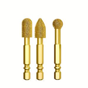 TEMU 3개 비트 육각 생크 세트 - 날카로운 코팅 엣지가 있는 강력한 연마 비트, 금속, 스테인리스 스틸, 세라믹, 석재용 내마모성 - 드릴, 앵글 그라인더, 체인톱과 호환 - 용접, 연마에 적합