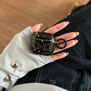 TEMU 여성용 블랙 스타 윙 에어팟 프로 3/2/1/4/3/2 케이스 - 버튼 커버 & 스타 컷아웃, 슬림 스크래치 방지 커버, 광택 처리, 에어팟 프로 맥스/미니용, 귀여운 이어버드 홀더 액세서리