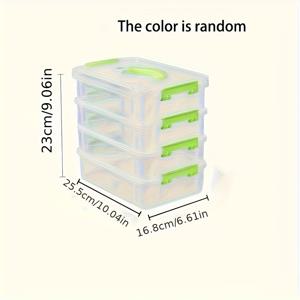 TEMU 뚜껑과 손잡이가 있는 4단 쌓을 수 있는 대용량 투명 플라스틱 보관 상자, 블록, 헤어 액세서리, 보석, 문구류 및 장난감에 적합한 칸막이 서랍이 특징 - 가정, 사무실 및 여행용 휴대용 정리 상자
