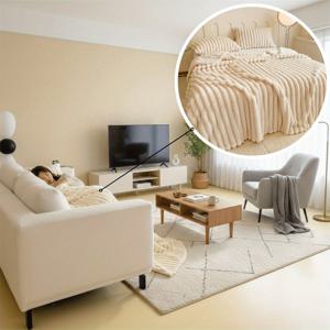 TEMU 1개 럭셔리 인조 토끼털 담요 - 초극세사 플러시 침대 커버, 소파 침구, 여행용 담요 - 사계절 럭셔리 선물 (여성, 남성, 커플용) - 세탁기 사용 가능, 침대 담요, 아늑한 홈 액세서리, 현대적인 스타일, 튼튼한 원단