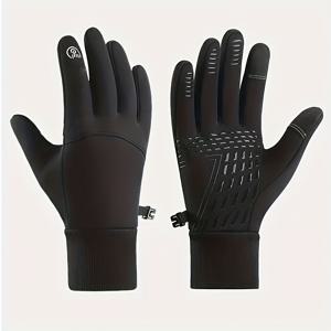 TEMU 1켤레 두꺼운 겨울 야외 장갑 | 남녀공용, 방풍, 보온, 터치스크린 호환, 부드럽고 편안함, 사이클링 및 스키에 적합, 블랙 풀피너 스포츠 장갑 | 기능성 겨울 장갑 | 겨울 의류 액세서리