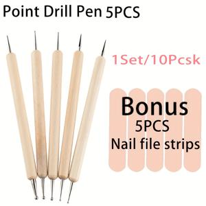 TEMU 10개 나무 손잡이 네일 아트 도팅 도구 키트 - 듀얼 엔드 도팅 펜 & 스탬프 세트, 나무 & 스테인리스 팁, 네일 스탬핑, 클레이 슬라임, DIY 공예, 캘리그라피용 - 슬라임, 클레이 몰딩 호환 (초보자/고급자)|슬라임