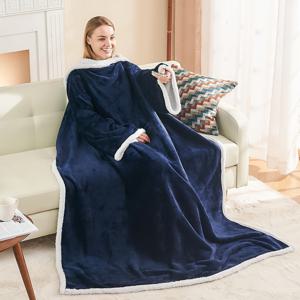 TEMU 어른 여성 남성용 소매가 있는 웨어러블 담요, 포근한 플리스 따뜻한 랩 - 전신 TV 랩 담요, 부드러운 가운 담요, 엄마 아내를 위한 선물