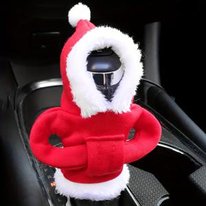 TEMU 1개 크리스마스 자동차 기어 변속 캡 - 레드 & 산타 모자 디자인, 내구성 좋은 폴리에스터, 수동 & 자동 변속기 손잡이에 적합, 범용 내부 액세서리, 축제 분위기 자동차 장식, 축제 디자인, 고품질 원단