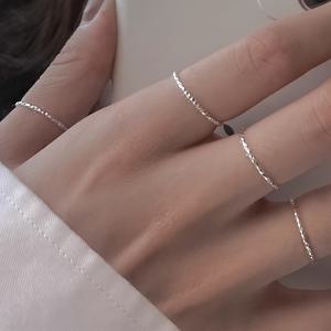 TEMU 4개 여성용 은색 미세 별 조인트 세트 반지 - 우아한 인터로킹 밴드, 데일리 & 포멀 주얼리, 내구성 있는 구리 도금, 데일리 착용, 포멀한 행사, 미세 별 디자인, 미세 별 주얼리