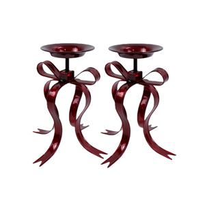 TEMU 2개 세트 우아한 버건디 철제 캔들 홀더 센터피스 - 웨딩, 파티, 크리스마스, 발렌타인데이, 홈, 레스토랑, 호텔용 멀티 캔들 테이블 데코 - 내구성 강한 베이크 페인팅 (캔들 미포함) - 선물 및 포토 소품으로 이상적