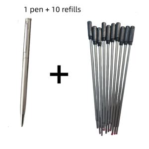 TEMU 11pcs 스테인리스 스틸 라운드 볼펜 세트 - 1개 펜 + 10개 리필 포함, 부드러운 필기, 내구성, 번짐 없음, 학교, 사무실, 선물용, 사인펜, 비즈니스 사인펜, 스승의 날 펜, 메탈 젤펜 선물, 학교 문구, 패션 도구, 필기구, 비즈니스 인사, 교사, 동료를 위한 완벽한 선물