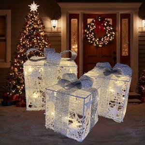 TEMU 3개 세트 빛나는 크리스마스 별 선물 상자, 크리스마스 트리, 집, 마당 및 잔디밭을 생일 및 축제 파티를 위한 장식에 완벽합니다. 이 선물 조명은 축하 분위기를 조성하고 감사 표현에 이상적입니다 (3 AA 배터리)
