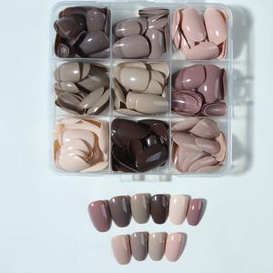 TEMU 핫 Y2K 가을/겨울용 네일, 216피스 풀커버 숏 오벌 네일 다색 글리터 세트, 프레스온 네일, 화이트 강조, 탈착식, Y2K 스타일, 우아한 룩, 여성 및 데일리 웨어에 적합