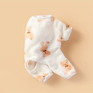 TEMU 겨울 & 가을 따뜻한 플란넬 애완동물 롬퍼 수트 - 소형/중형 강아지 & 고양이용 코지 베어 의상, 두꺼운 원피스 코스튬, 세탁기 사용 가능한 강아지 옷 (포메라니안, 치와와, 시츄, 새끼 고양이용)