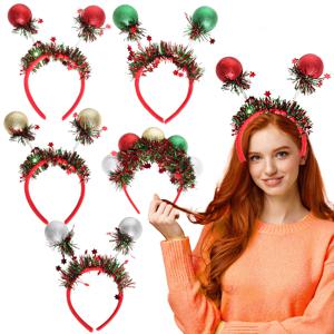 TEMU 5개 세트 크리스마스 파티 머리띠 - 반짝이는 장식 & 틴셀 디자인, 축제 분위기의 밝는 액세서리, 기념 행사 & 파티용, 플라스틱, 크리스마스 머리띠, 튼튼한 머리띠, 크리스마스에 최고