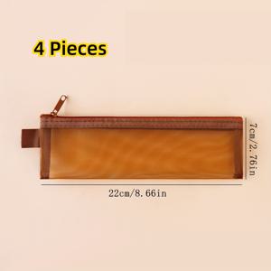 TEMU 4개 세트 휴대용 내구성 나일론 메쉬 메이크업 브러쉬 보관백, 다양한 색상 선택 가능, 투명 시각적, 대용량, 립스틱 보관백, 다기능 보관백, 아이브로우 펜슬, 메이크업 브러쉬, 크리스마스 선물용|립스틱|눈썹펜슬