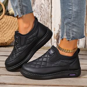 TEMU 여성용 스노우 부츠, 안감 보온 캐주얼 신발, 부드러운 밑창, 라운드 토우 로우탑 슬립온 디자인, 홈웨어, 아웃도어 하이킹, 워킹, 쇼핑, 휴가, 출근 및 다양한 상황에 적합