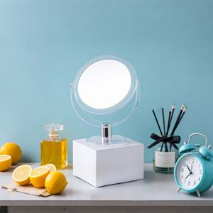 TEMU 360도 회전 양면 화장대 거울 스탠드 포함, 1X/5X 배율, 휴대용 탁상용, 욕실 면도에 적합, 6.25인치|돋보기