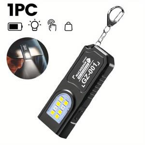 TEMU 1개 밝은 LED 미니 손전등 (자석 받침대 & USB 충전식) - 휴대용 작업등, 키체인 클립, 캠핑, 하이킹, 산책용 다기능, 내구성 있는 구조, 컴팩트한 디자인, 비상용 - 전문가를 위한 이상적인 선물 (USB 케이블 I)|후레쉬