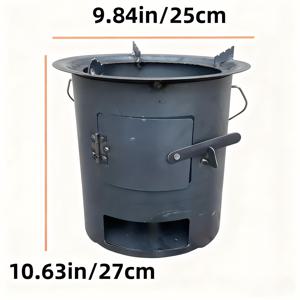 TEMU 야외 화로 그릴 - 캠핑, BBQ, 뒷마당 사용을 위한 휴대용 원형 금속 벽난로, 전기 불필요, 마감, 내구성 및 세척 용이, 야외 요리 장비 | 모던한 미학 | 튼튼한 구조, 야외 화로