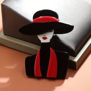 TEMU 2D 플랫, 1개 수제 멀티 레이어 아크릴 브로치 핀 - 레드 스카프 걸 액세서리, 재킷, 코트, 모자용 크리스마스 핀 | 여성을 위한 우아한 핸드 어셈블 스카프 핀, 파티, 결혼식, 데일리 웨어를 위한 선물