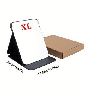 TEMU 미끄럼 방지 받침대가 있는 대형 휴대용 핸드미러 - 튼튼한 표면, 접이식 컴팩트 디자인, 우아한 핑크 & 대리석처럼 보이는 질감 - 휴대용 메이크업