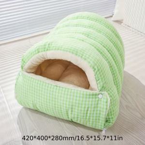 TEMU 신제품 고품질 소프트 체크무늬 펫 베드, 두 가지 사이즈 제공. 매트로 분리 사용 가능, 직접 베드로 사용. 세척 간편, 소형~중형 강아지, 고양이, 토끼, 길고양이에 적합