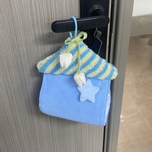 TEMU 창의적인 작은 집 모양 티슈 보관백, 귀여운 패브릭 차량용 공기 청정제 튤립 장식 포함|차량용방향제