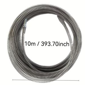 TEMU 1개, 9m/10m 전기 파이프 스네이크, 헤비듀티 배수구 청소 스프링, 내구성 강한 탄소강 소재, 조작이 쉬움, 통합 헤드 청소 스프링, 하수구 및 화장실 배수구에 적합, 배터리 불필요, 배수구 청소 도구 | 통합 헤드 디자인 | 내구성 있는 구조