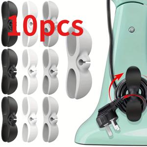 TEMU 10개입 고강도 미끄럼 방지 코드 정리대 - TPU 베이스가 있는 공간 절약형 주방 카운터 케이블 관리 시스템 (블렌더, 커피 메이커, 에어프라이어용)