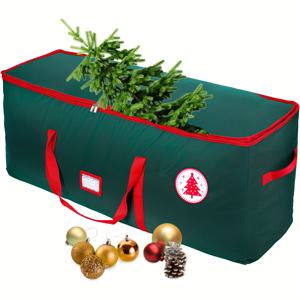 TEMU 초대형 크리스마스 트리 보관백 - 7피트 인공 트리용, 내구성 있는 손잡이, 스타일리시한 더블 지퍼 및 태그 포켓, 장기 사용을 위한 찢김 방지 휴일 보관백