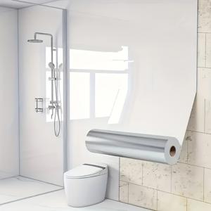 TEMU 셀프 접착 방수 비닐 벽지 - 탈부착 가능한 대리석 샤워 욕조 파티션 바리어, 무봉제 가장자리, 욕실 및 주방 벽 간편 설치, 무료 시공 라인 (세입자/집주인용)