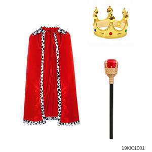 TEMU PESENAR 캐릭터 의상, 빨간 왕관 망토, 지팡이, 3부 세트, 축제 의상, PROM, 축하 의상